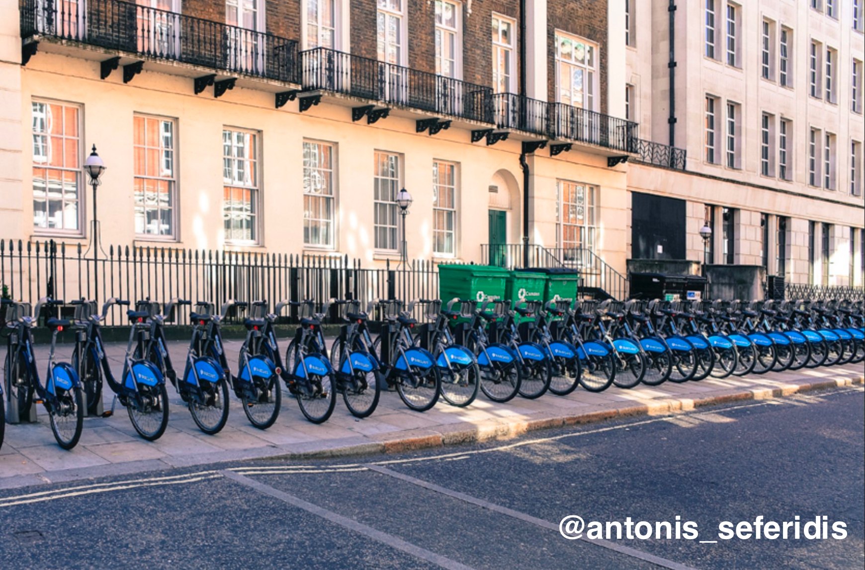 same-model bikes aligned next to each other